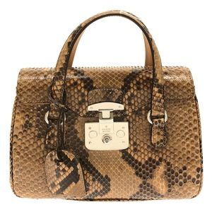 Gucci Ladylock Python Handbag Beige